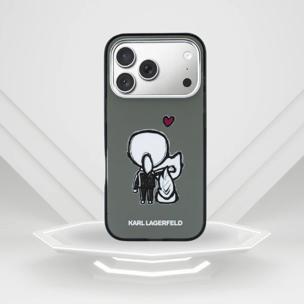 Dėklas Karl Lagerfeld Karl & Choupette Back MagSafe Case for iPhone 17 Pro - Juodas aprašymas - Prekės nuotrauka