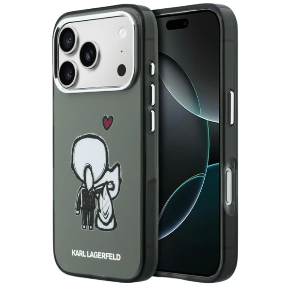 Dėklas Karl Lagerfeld Karl & Choupette Back MagSafe Case for iPhone 17 Pro Max - Juodas aprašymas - Prekės nuotrauka