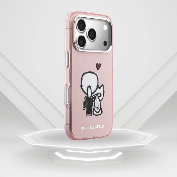 Dėklas Karl Lagerfeld Karl & Choupette Back MagSafe Case for iPhone 17 Pro - Rožinė aprašymas - Prekės nuotrauka