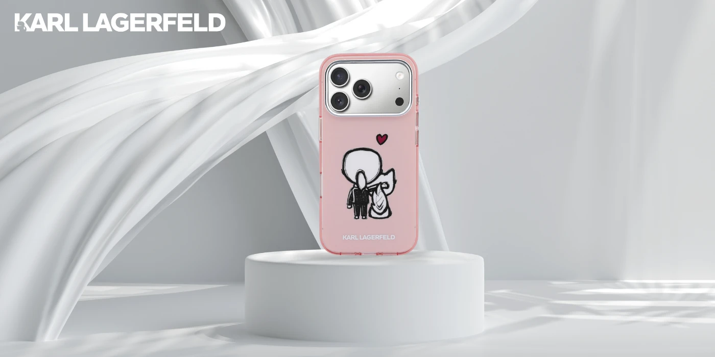 Dėklas Karl Lagerfeld Karl & Choupette Back MagSafe Case for iPhone 17 Pro Max - Rožinė aprašymas - Prekės nuotrauka