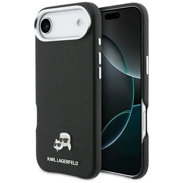 Karl Lagerfeld Karl & Choupette Head Pins Saffiano MagSafe dėklas iPhone Air - Juodas aprašymas - Prekės nuotrauka