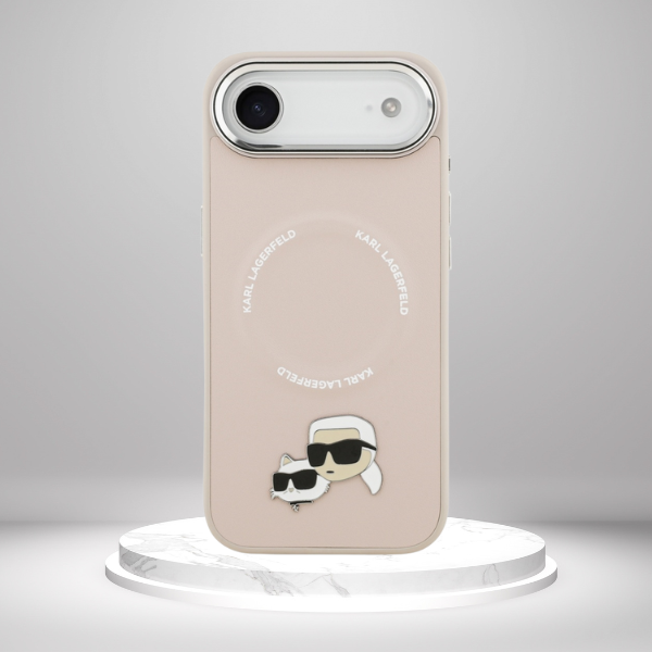Karl Lagerfeld Karl & Choupette Pins MagSafe dėklas skirtas Apple iPhone Air rožinės spalvos aprašymas - Prekės nuotrauka
