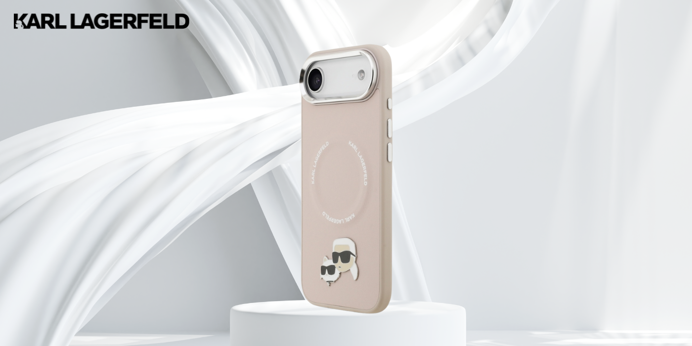 Karl Lagerfeld Karl & Choupette Pins MagSafe dėklas skirtas Apple iPhone Air rožinės spalvos aprašymas - Prekės nuotrauka