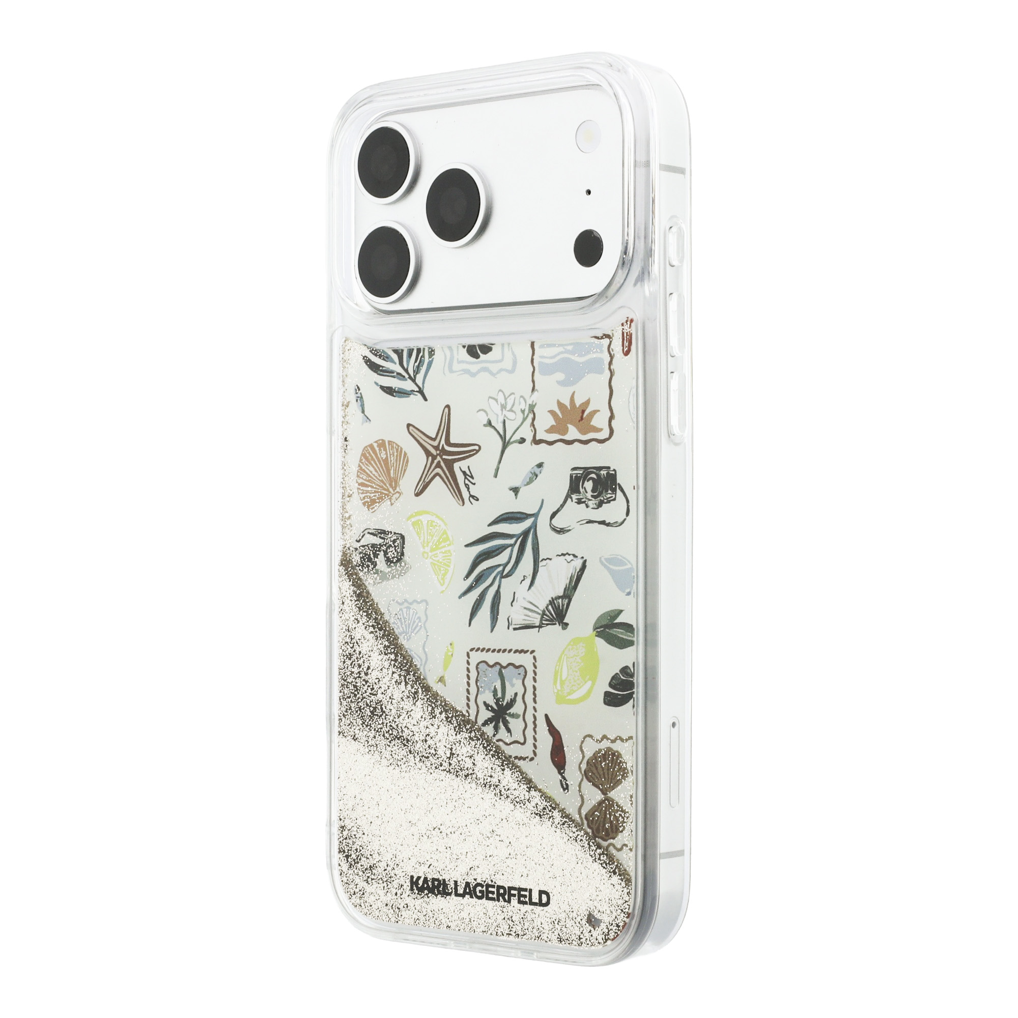 Dėklas Karl Lagerfeld Liquid Glitter Beach & Sand Case for iPhone 17 Pro Max / 18 Pro Max - rusvai gelsvas aprašymas - Prekės nuotrauka