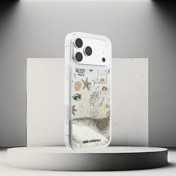 Dėklas Karl Lagerfeld Liquid Glitter Beach & Sand Case for iPhone 17 Pro Max / 18 Pro Max - rusvai gelsvas aprašymas - Prekės nuotrauka