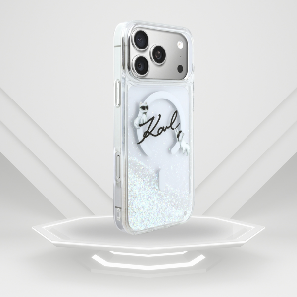 „Karl Lagerfeld“ skysto blizgučio „Karl Script“ logotipo „MagSafe“ dėklas, skirtas „iPhone 17 Pro Max“ – skaidrus aprašymas - Prekės nuotrauka „Karl Lagerfeld“ skysto blizgučio „Karl Script“ logotipo „MagSafe“ dėklas, skirtas „iPhone 17 Pro Max“ – skaidrus aprašymas - Prekės nuotrauka
