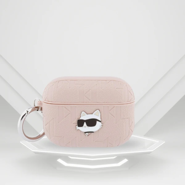 Dėklas Karl Lagerfeld Monogram Choupette Head Case for AirPods Pro 3 - Rožinė aprašymas - Prekės nuotrauka