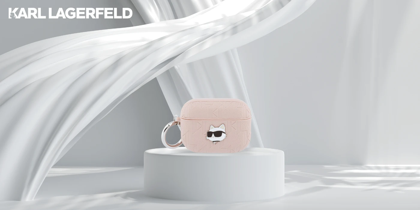 Dėklas Karl Lagerfeld Monogram Choupette Head Case for AirPods Pro 3 - Rožinė aprašymas - Prekės nuotrauka