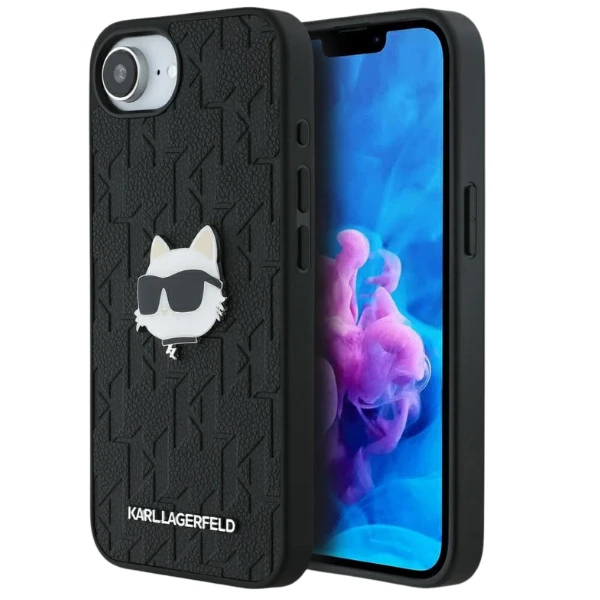 Dėklas Karl Lagerfeld Monogram Choupette Head Pin iPhone 16e Case - Juodas aprašymas - Prekės nuotrauka Dėklas Karl Lagerfeld Monogram Choupette Head Pin iPhone 16e Case - Juodas aprašymas - Prekės nuotrauka