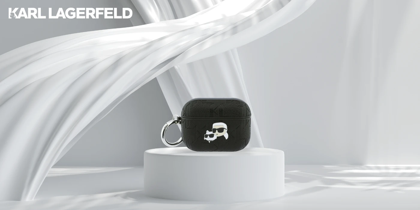 Dėklas Karl Lagerfeld Monogram Karl & Choupette Head Case for AirPods Pro 3 - Juodas aprašymas - Prekės nuotrauka