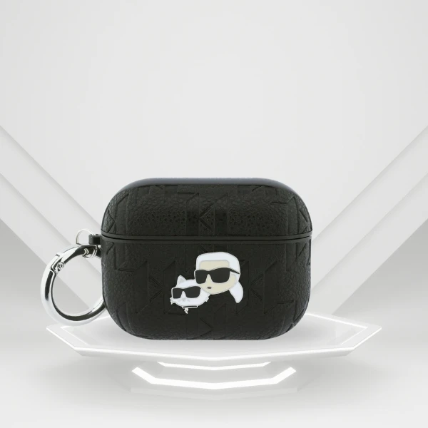 Dėklas Karl Lagerfeld Monogram Karl & Choupette Head Case for AirPods Pro 3 - Juodas aprašymas - Prekės nuotrauka