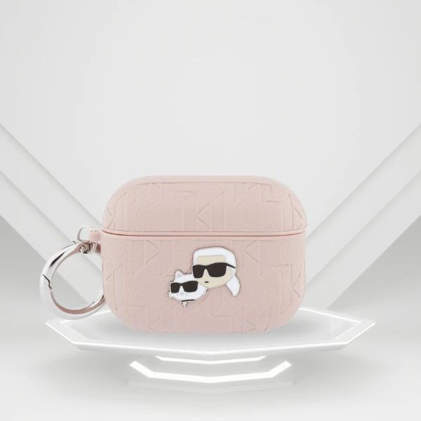Dėklas Karl Lagerfeld Monogram Karl & Choupette Head Case for AirPods Pro 3 - Rožinė aprašymas - Prekės nuotrauka