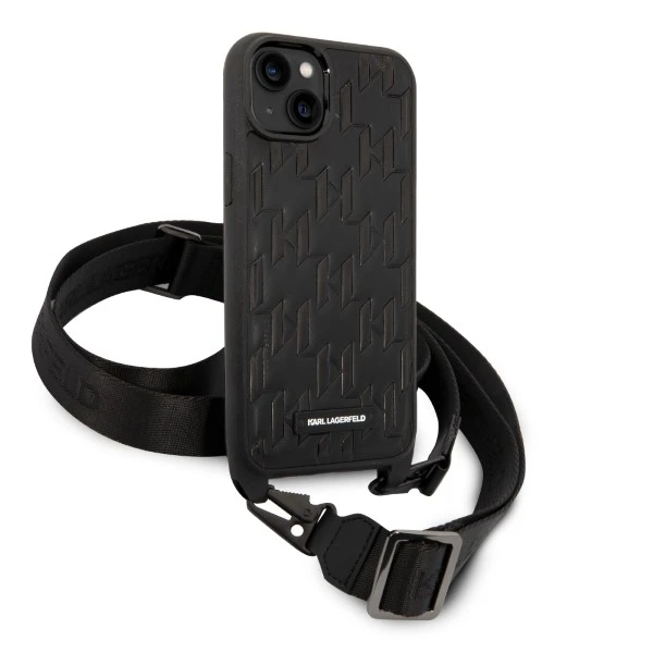 Dėklas Karl Lagerfeld Monogram Plaque Logo Strap Case for iPhone 14 / 15 / 13 6.1