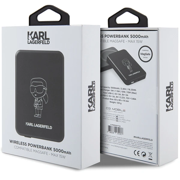 Karl Lagerfeld NFT Outline Ikonik MagSafe - Induction Power Bank 5000 mAh 15W MagSafe (juodas) aprašymas - Prekės nuotrauka Karl Lagerfeld NFT Outline Ikonik MagSafe - Induction Power Bank 5000 mAh 15W MagSafe (juodas) aprašymas - Prekės nuotrauka