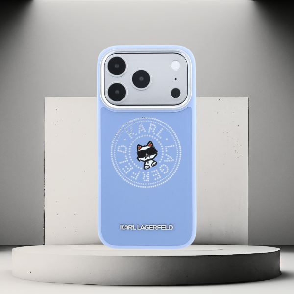 Dėklas Karl Lagerfeld Point & Choupette Sketch MagSafe Case for iPhone 18 Pro Max / 17 Pro Max - Mėlyna aprašymas - Prekės nuotrauka