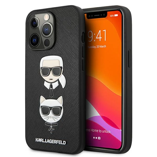 Dėklas KLHCP13LSAKICKCBK Karl Lagerfeld PU Saffiano Karl and Choupette Heads Case for iPhone 13 Pro Juodas (Juodas) aprašymas - Prekės nuotrauka