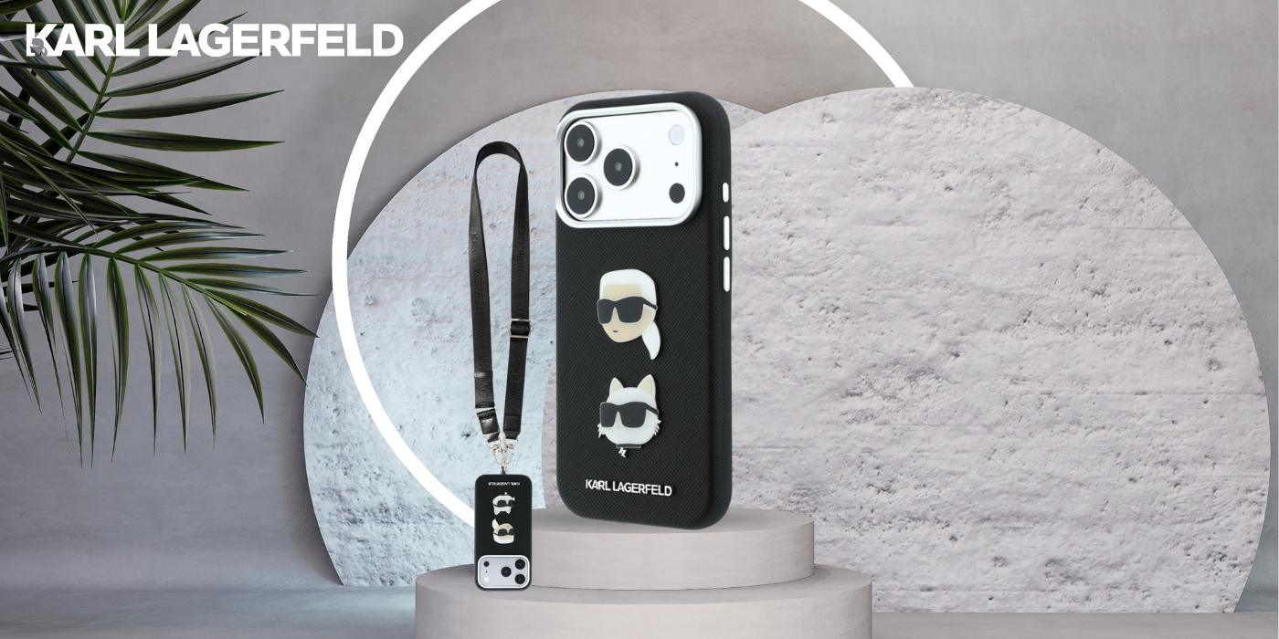 Dėklas Karl Lagerfeld Saffiano Karl&Choupette Heads Pins Strap Logo Case for iPhone 18 Pro / 17 Pro - Juodas aprašymas - Prekės nuotrauka