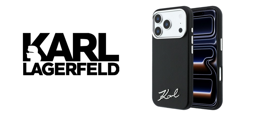 Karl Lagerfeld Saffiano Small Script Metal Logo MagSafe dėklas iPhone 18 Pro / 17 Pro - Juodas aprašymas - Prekės nuotrauka
