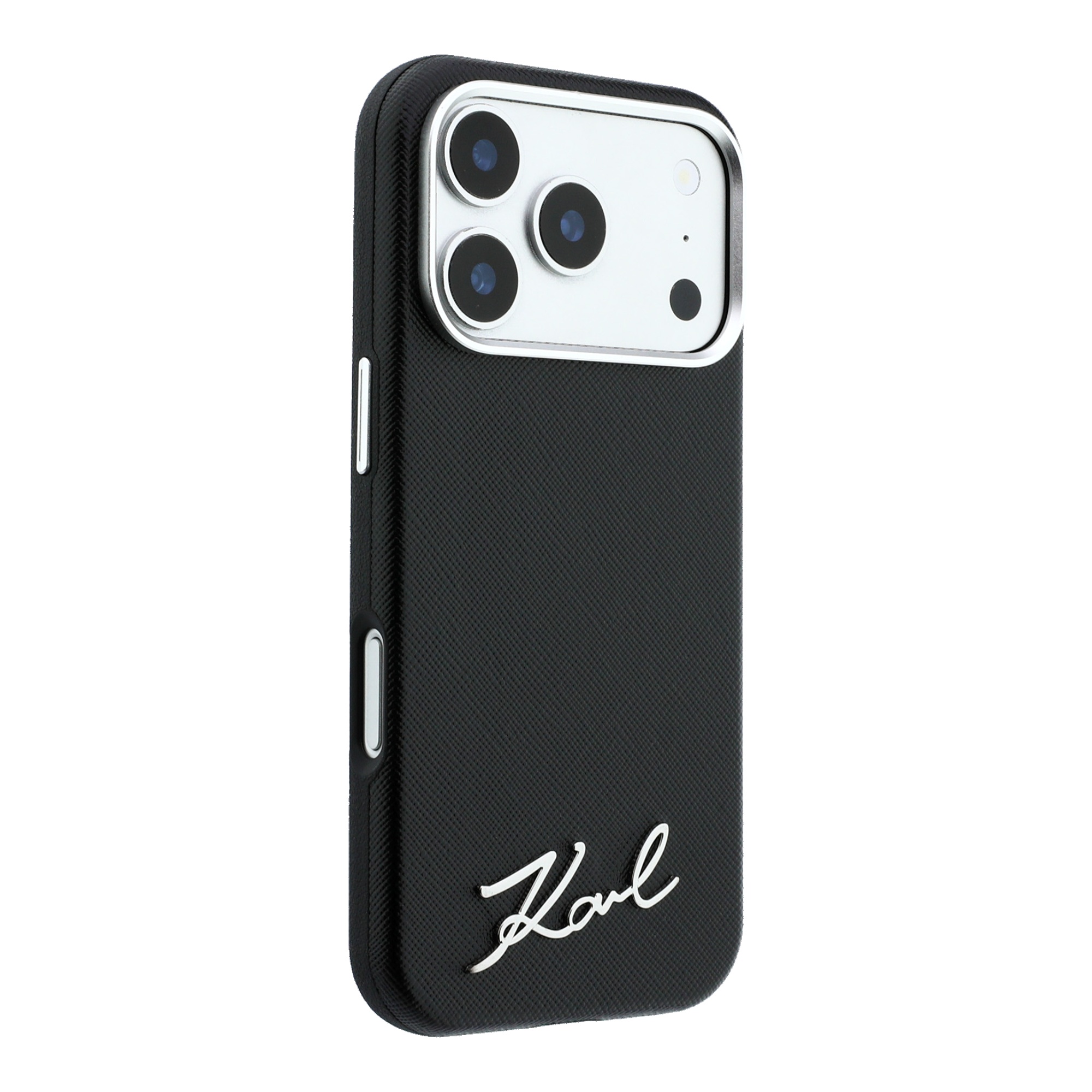 Dėklas Karl Lagerfeld Saffiano Small Script Metal Logo MagSafe Case for iPhone 17 Pro Max / 18 Pro Max - Juodas aprašymas - Prekės nuotrauka