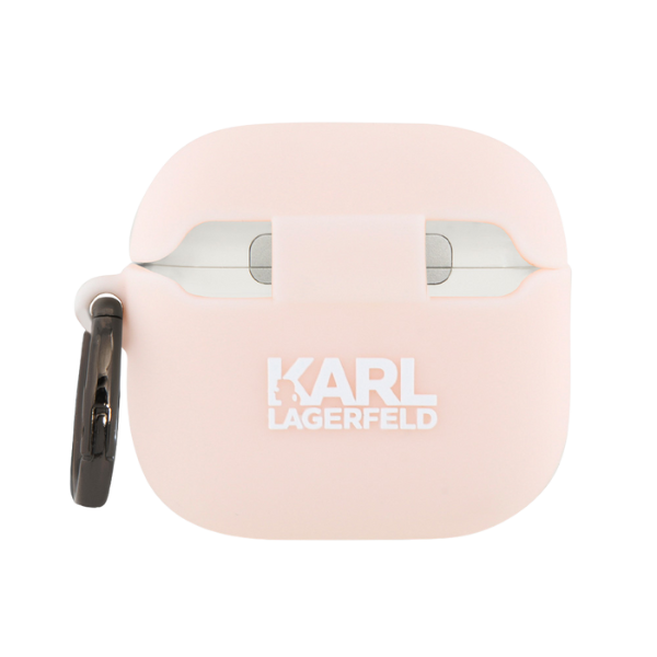 Dėklas Karl Lagerfeld KLA4RUNCHP AirPods 4 cover rožinės spalvos silikoninis Choupette Head 3D aprašymas - Prekės nuotrauka