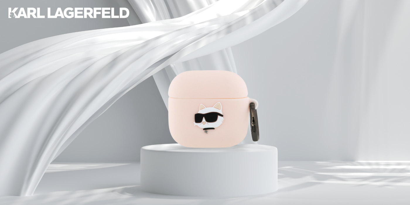 Dėklas Karl Lagerfeld KLA4RUNCHP AirPods 4 cover rožinės spalvos silikoninis Choupette Head 3D aprašymas - Prekės nuotrauka
