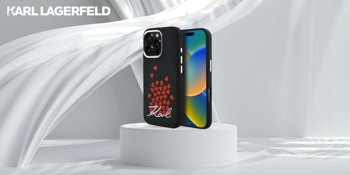 Karl Lagerfeld silikoninis širdelės formos „MagSafe“ dėklas, skirtas iPhone 16 Pro - Juodas aprašymas - Prekės nuotrauka