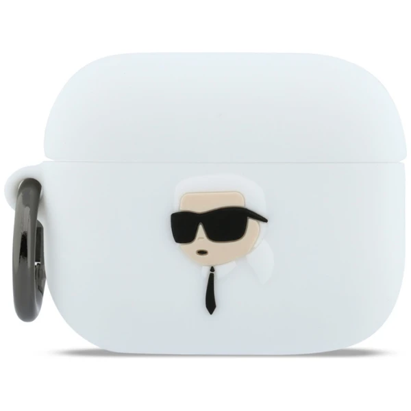 Dėklas Karl Lagerfeld Silicone Karl Head 3D Case for AirPods Pro 3 - Baltas aprašymas - Prekės nuotrauka