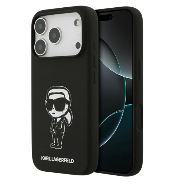Dėklas Karl Lagerfeld Silicone Karl Sketch & Logo MagSafe Case for iPhone 17 Pro - Juodas aprašymas - Prekės nuotrauka