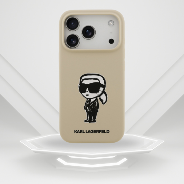 „Karl Lagerfeld“ silikoninis „Karl Sketch & Logo MagSafe“ dėklas, skirtas „iPhone 17 Pro“ – rudas aprašymas - Prekės nuotrauka