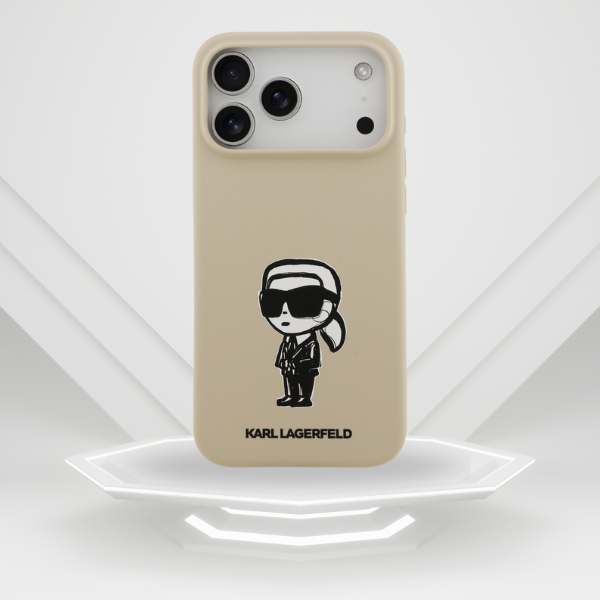 Dėklas Karl Lagerfeld Silicone Karl Sketch & Logo MagSafe Case for iPhone 17 Pro Max - Brown aprašymas - Prekės nuotrauka