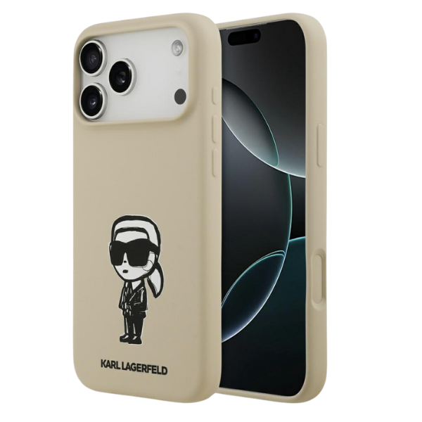 Dėklas Karl Lagerfeld Silicone Karl Sketch & Logo MagSafe Case for iPhone 17 Pro Max - Brown aprašymas - Prekės nuotrauka