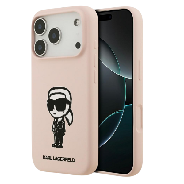 Dėklas Karl Lagerfeld Silicone Karl Sketch & Logo MagSafe Case for iPhone 17 Pro Max - Rožinė aprašymas - Prekės nuotrauka
