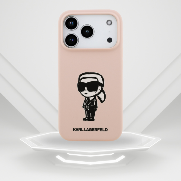 Dėklas Karl Lagerfeld Silicone Karl Sketch & Logo MagSafe Case for iPhone 17 Pro Max - Rožinė aprašymas - Prekės nuotrauka