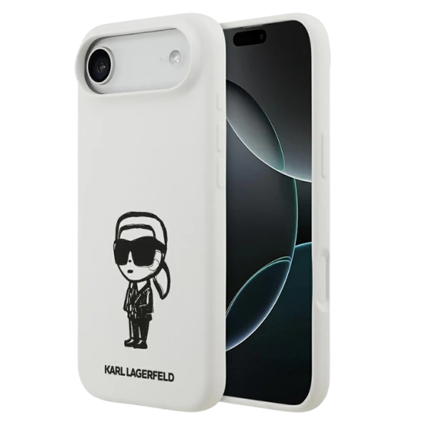 Dėklas Karl Lagerfeld Silicone Karl Sketch & Logo MagSafe Case for iPhone 17 Air - Baltas aprašymas - Prekės nuotrauka