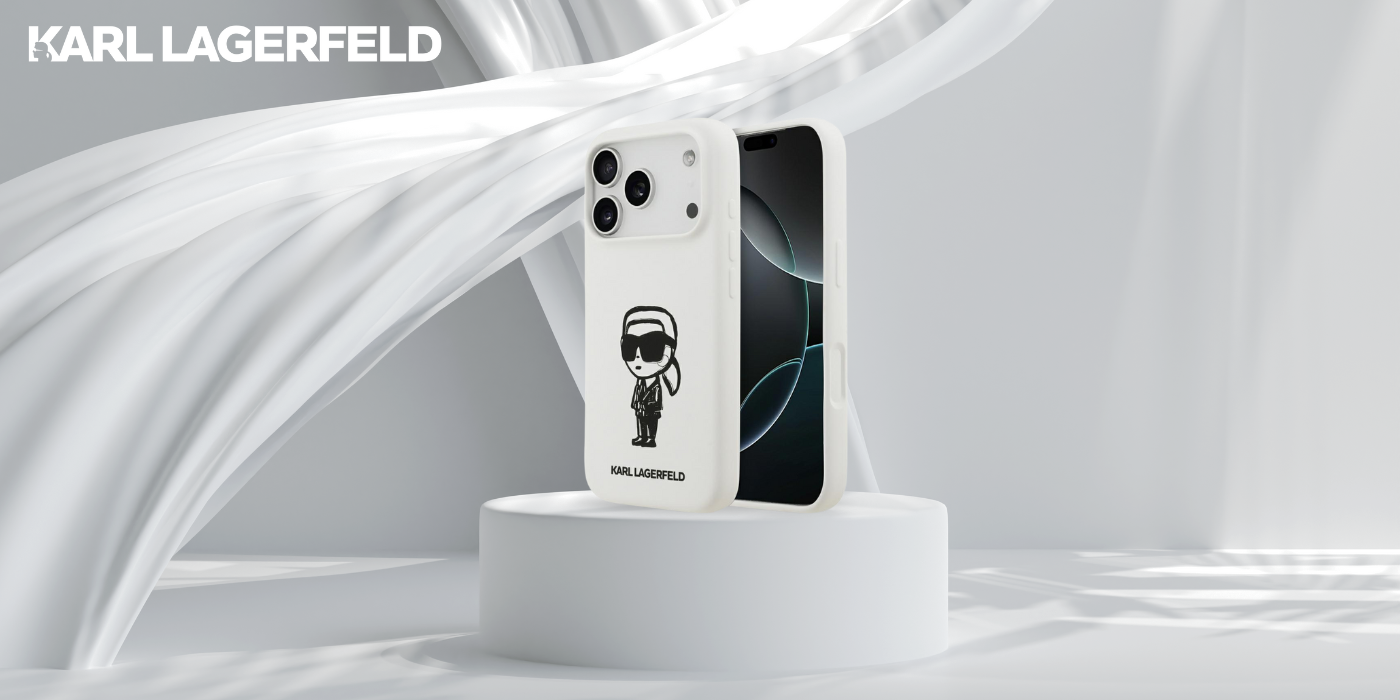 „Karl Lagerfeld“ silikoninis „Karl Sketch & Logo MagSafe“ dėklas, skirtas „iPhone 17 Pro“ – Baltas aprašymas - Prekės nuotrauka