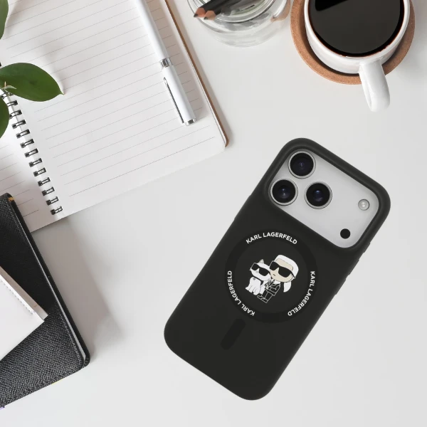 Dėklas Karl Lagerfeld Silicone Karl&Choupette Ring MagSafe skirtas Apple iPhone 17 Pro Max juodos spalvos aprašymas - Prekės nuotrauka