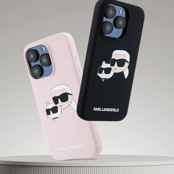 Karl Lagerfeld silikoninis „Nauble Heads“ rašto „MagSafe“ dėklas, skirtas iPhone 16 Plus - Rožinė aprašymas - Prekės nuotrauka