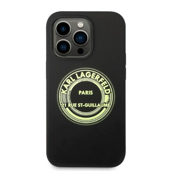 Dėklas Karl Lagerfeld Silicone RSG case for iPhone 14 Pro - juodas aprašymas - Prekės nuotrauka