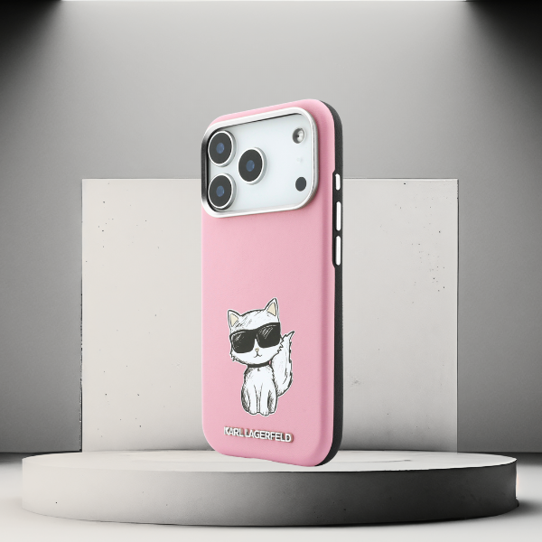 Karl Lagerfeld Smooth Choupette Sketch MagSafe dėklas, skirtas iPhone 18 Pro / 17 Pro - Rožinė aprašymas - Prekės nuotrauka