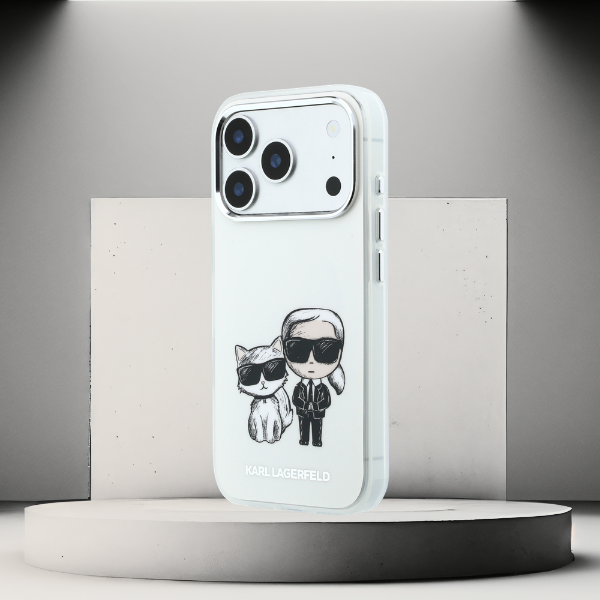 Dėklas Karl Lagerfeld Smooth Karl & Choupette Bodies Sketch MagSafe Case for iPhone 18 Pro / 17 Pro - rusvai gelsvas aprašymas - Prekės nuotrauka