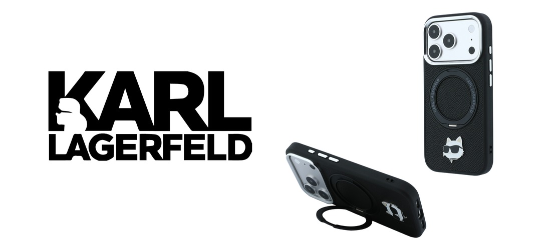 Dėklas Karl Lagerfeld with Ring Stand 360 Choupette Head Pin MagSafe Case for iPhone 18 Pro Max / 17 Pro Max - Juodas aprašymas - Prekės nuotrauka