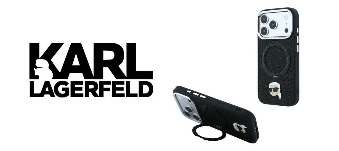 Dėklas Karl Lagerfeld with Ring Stand 360 Karl Head Pin MagSafe Case for iPhone 18 Pro Max / 17 Pro Max - Juodas aprašymas - Prekės nuotrauka