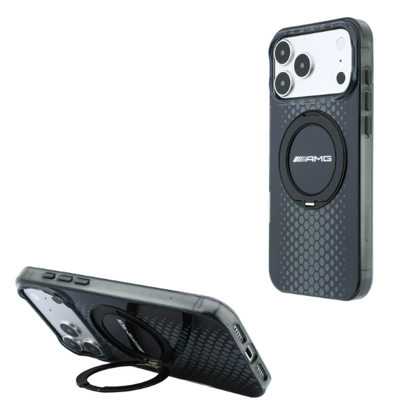 Dėklas Mercedes AMG IML Double Layer Urban Line Case with Ring Stand MagSafe for iPhone 18 Pro / 17 Pro - Juodas aprašymas - Prekės nuotrauka
