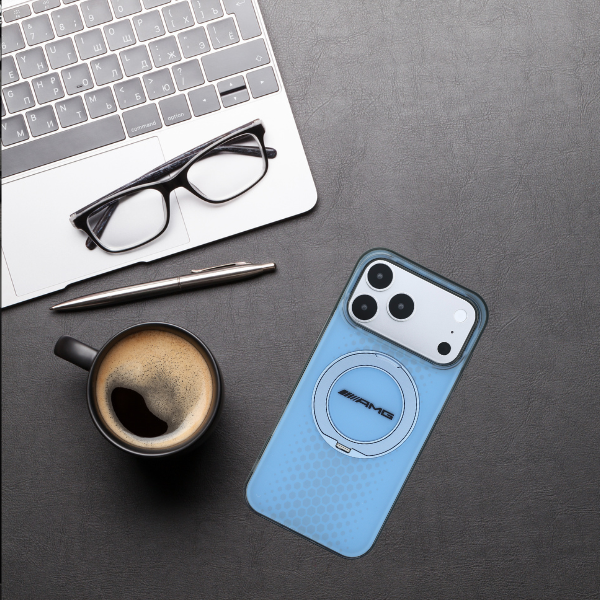 Dėklas Mercedes AMG IML Double Layer Urban Line with Ring Stand MagSafe case for iPhone 18 Pro Max / 17 Pro Max - mėlynas aprašymas - Prekės nuotrauka