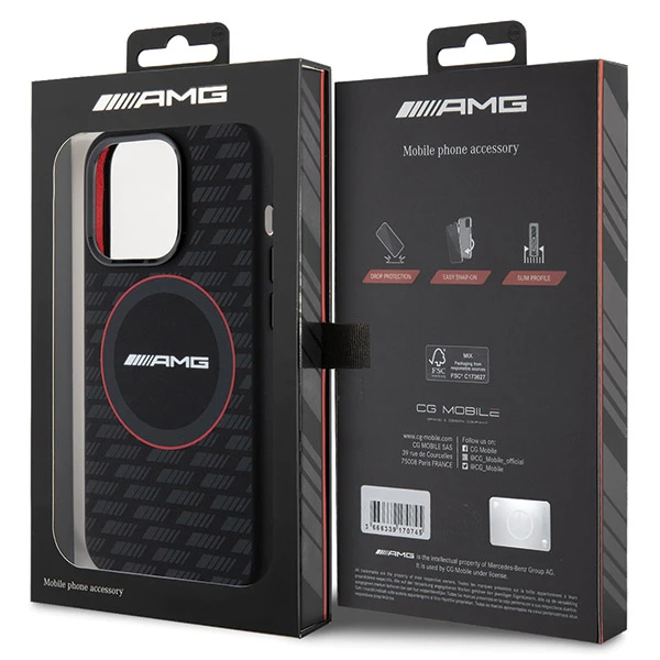 Dėklas Mercedes AMG Silicone Carbon Pattern MagSafe Case for iPhone 13 / 14 / 15 - Juodas aprašymas - Prekės nuotrauka