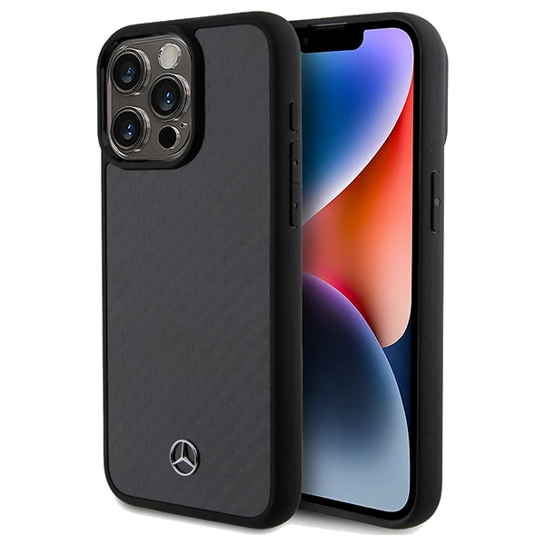 Mercedes Carbon Fiber Dynamic - dėklas skirtas Apple iPhone 15 Pro Max Juodas aprašymas - Prekės nuotrauka