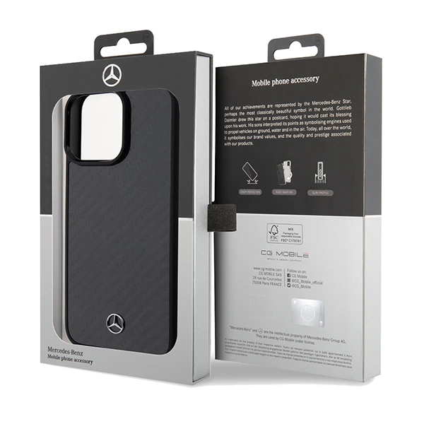 Mercedes Carbon Fiber Dynamic - dėklas skirtas Apple iPhone 15 Pro Max Juodas aprašymas - Prekės nuotrauka