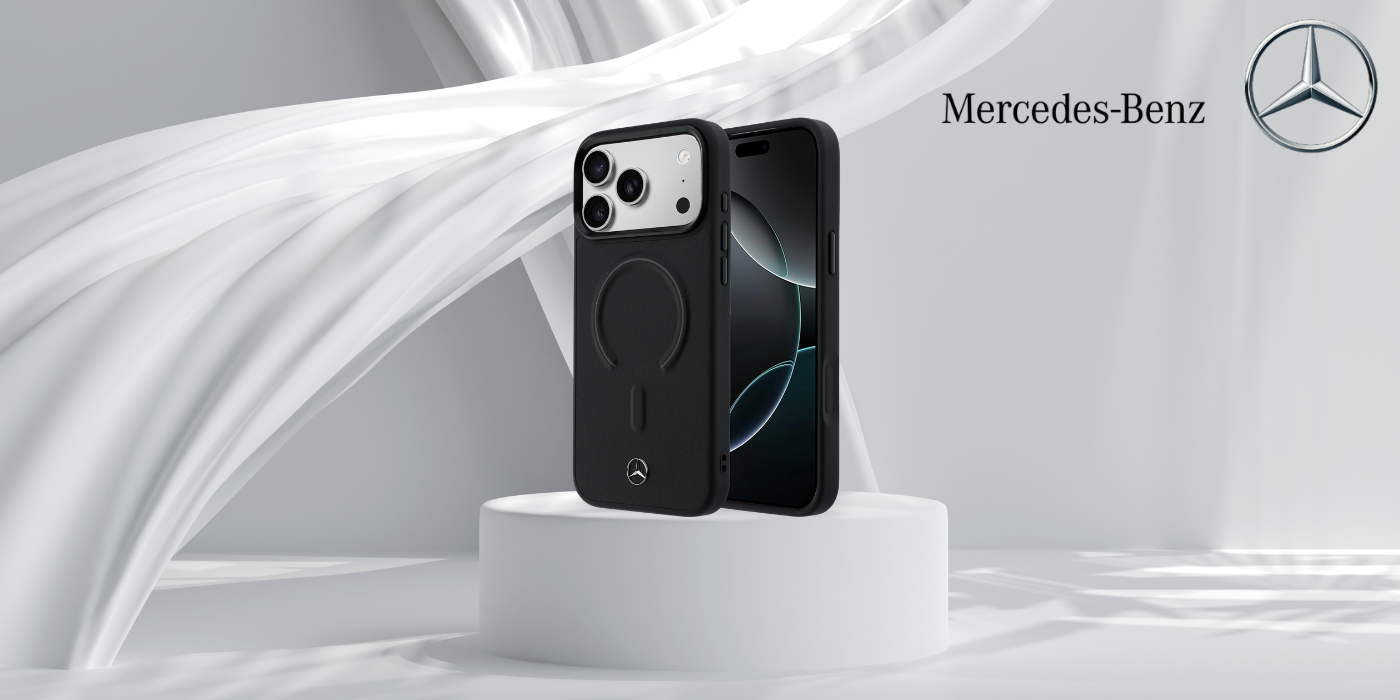 Dėklas Mercedes Leather 3D MagSafe Case, skirtas iPhone 18 Pro / 17 Pro – Juodas aprašymas - Prekės nuotrauka