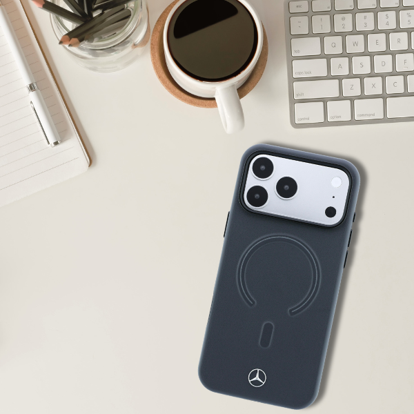 Dėklas Mercedes Leather 3D MagSafe Case for iPhone 18 Pro / 17 Pro - Anthracite aprašymas - Prekės nuotrauka