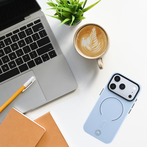 Dėklas Mercedes Leather 3D MagSafe Case for iPhone 18 Pro / 17 Pro - Mėlyna aprašymas - Prekės nuotrauka